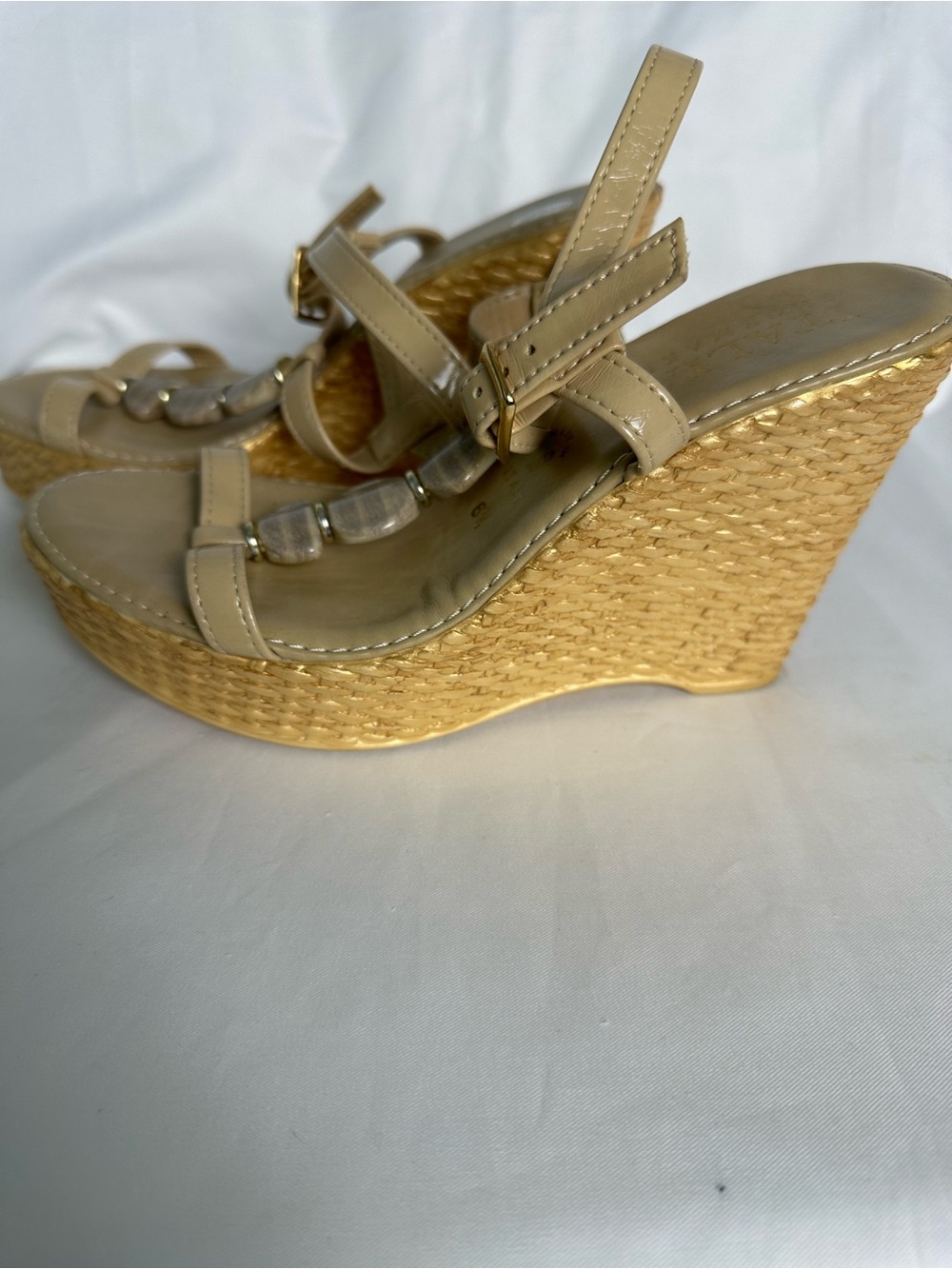 Beige Women's Platform Wedge Sandals